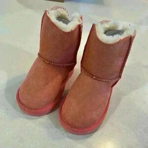 Liv Boots KIDS Salmon S (6-7) Age 3 Shoes 6.5” Faux Suede Fleece Lined Soft New